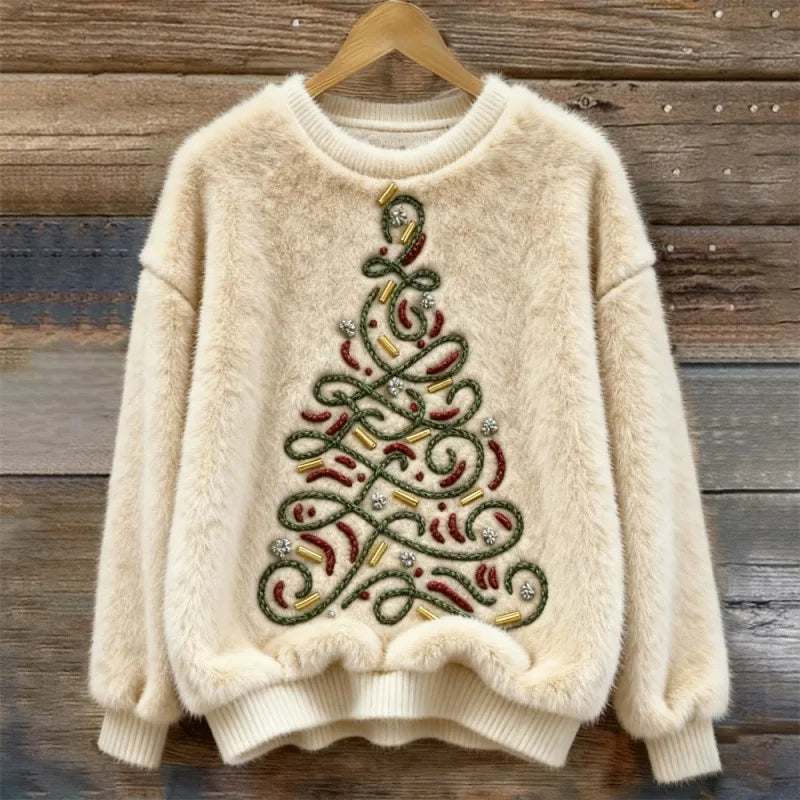 Pull Cosy Winter Wonderland – Sapin de Noël Tourbillonnant
