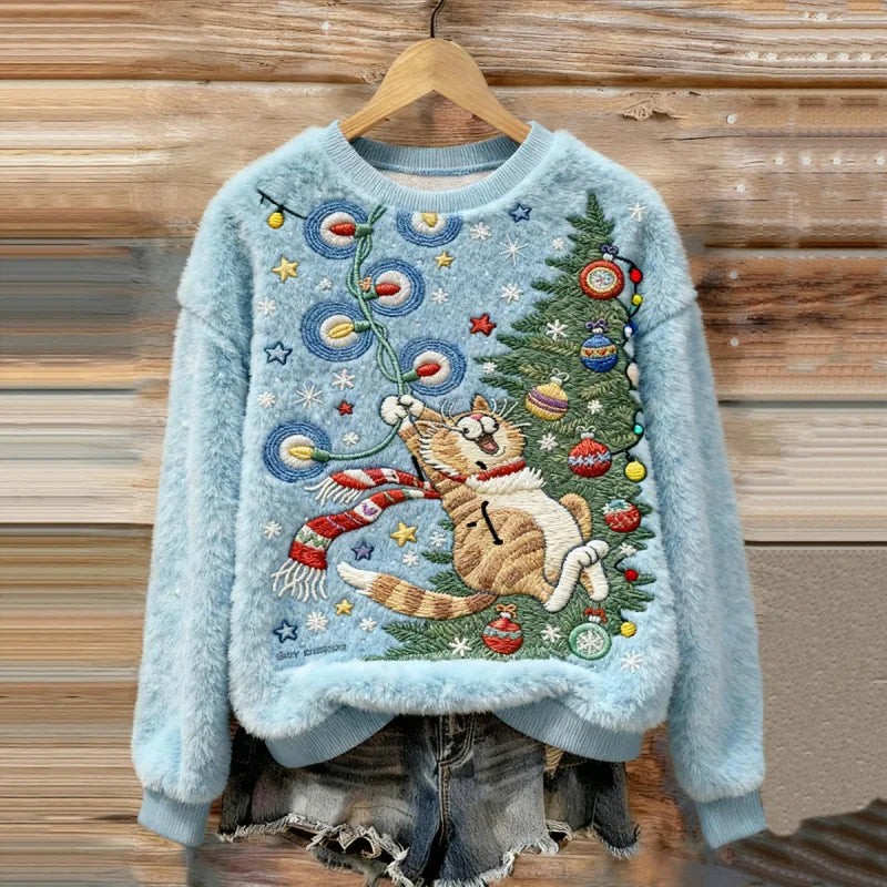 Pull Cosy Winter Wonderland – Chat de Noël Ludique