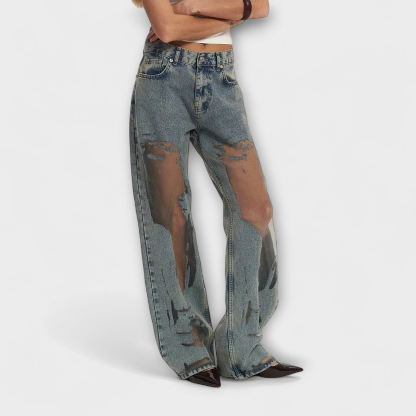 Rayne - Jeans en Denim Bleu Transparent Trixie