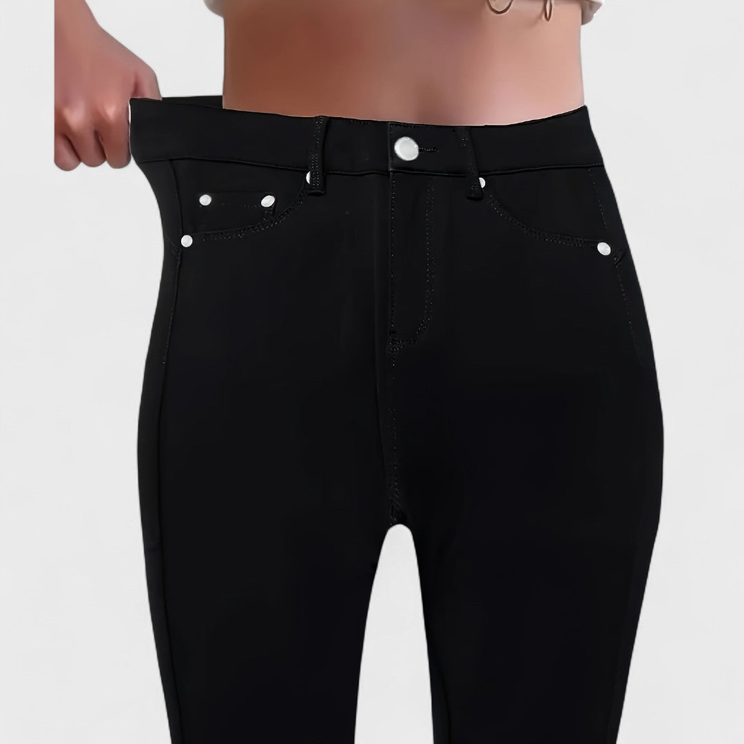 Floriale - Jeans noirs en denim taille haute pour femme