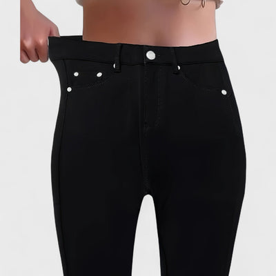 Floriale - Jeans noirs en denim taille haute pour femme