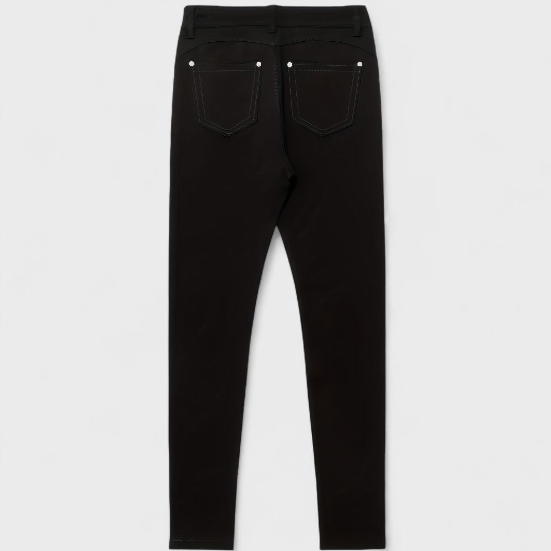 Floriale - Jeans noirs en denim taille haute pour femme