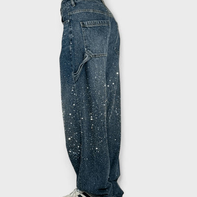 Julia - Jeans Carpentier à Ballon à la Mode avec Paillettes