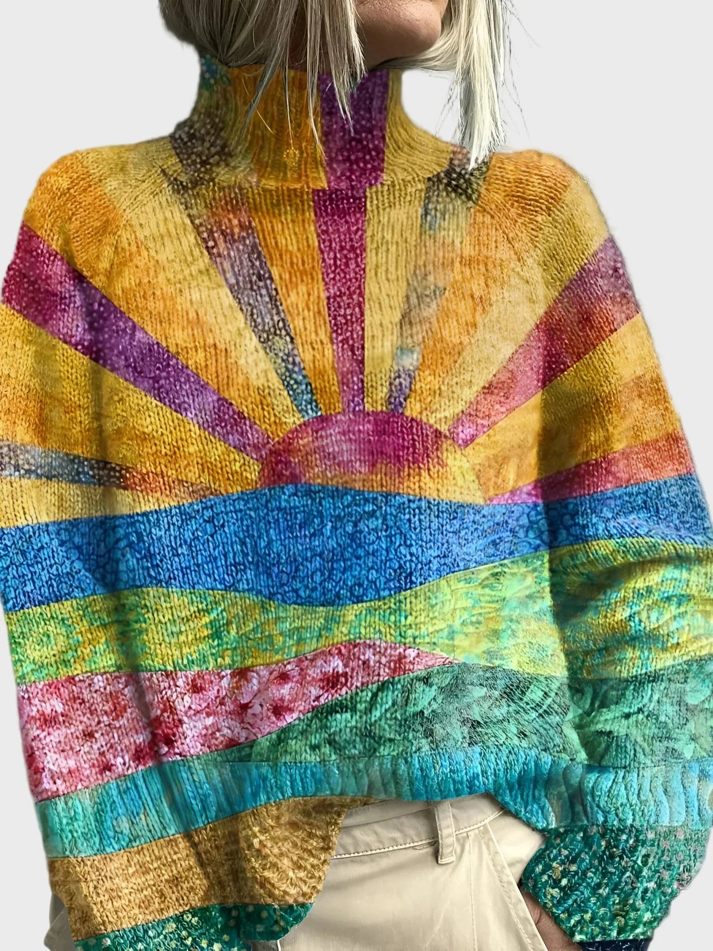 Pull à col roulé avec motif raffiné