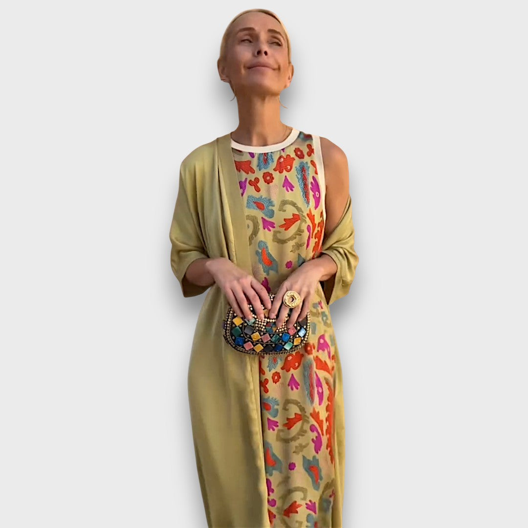 Elveria – Robe maxi avec cardigan