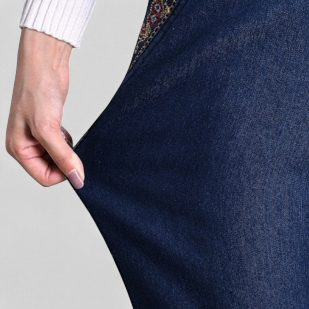 Elisa - Jeans pour femmes avec poches latérales et taille élastique