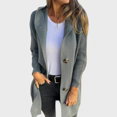 Adriana - Veste longue avec capuche et boutons