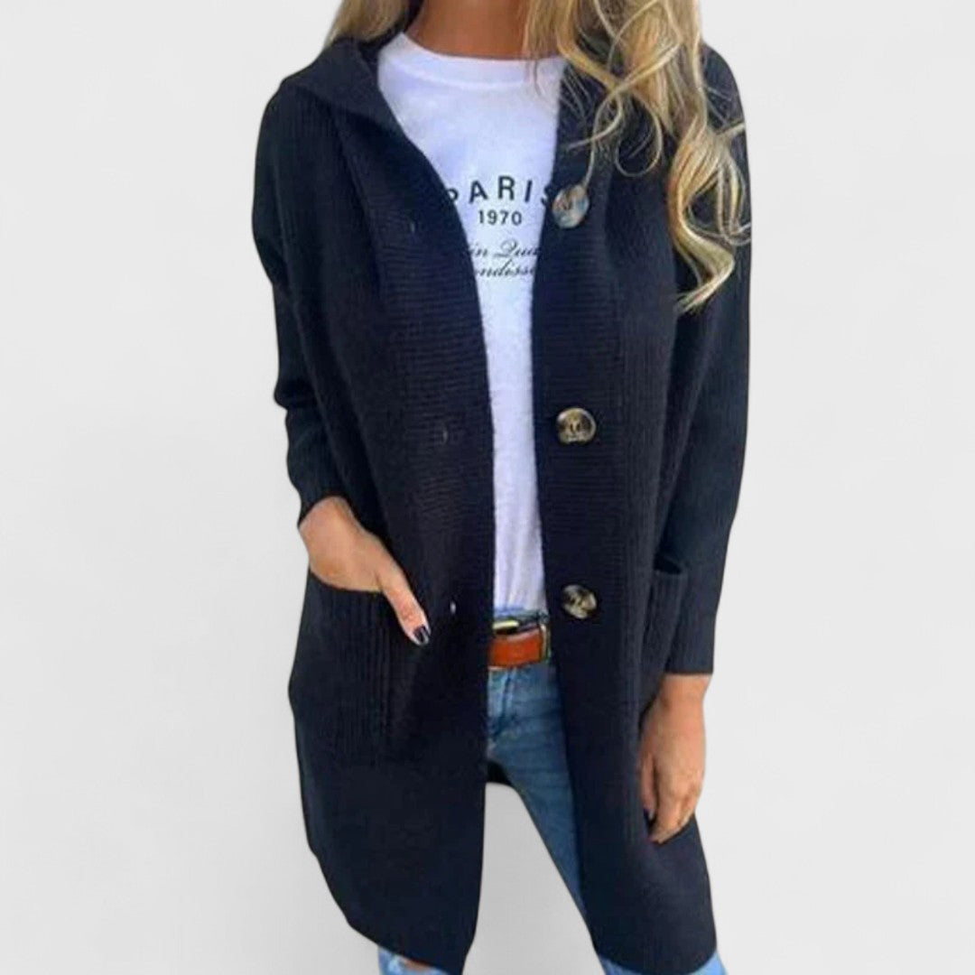 Adriana - Veste longue avec capuche et boutons