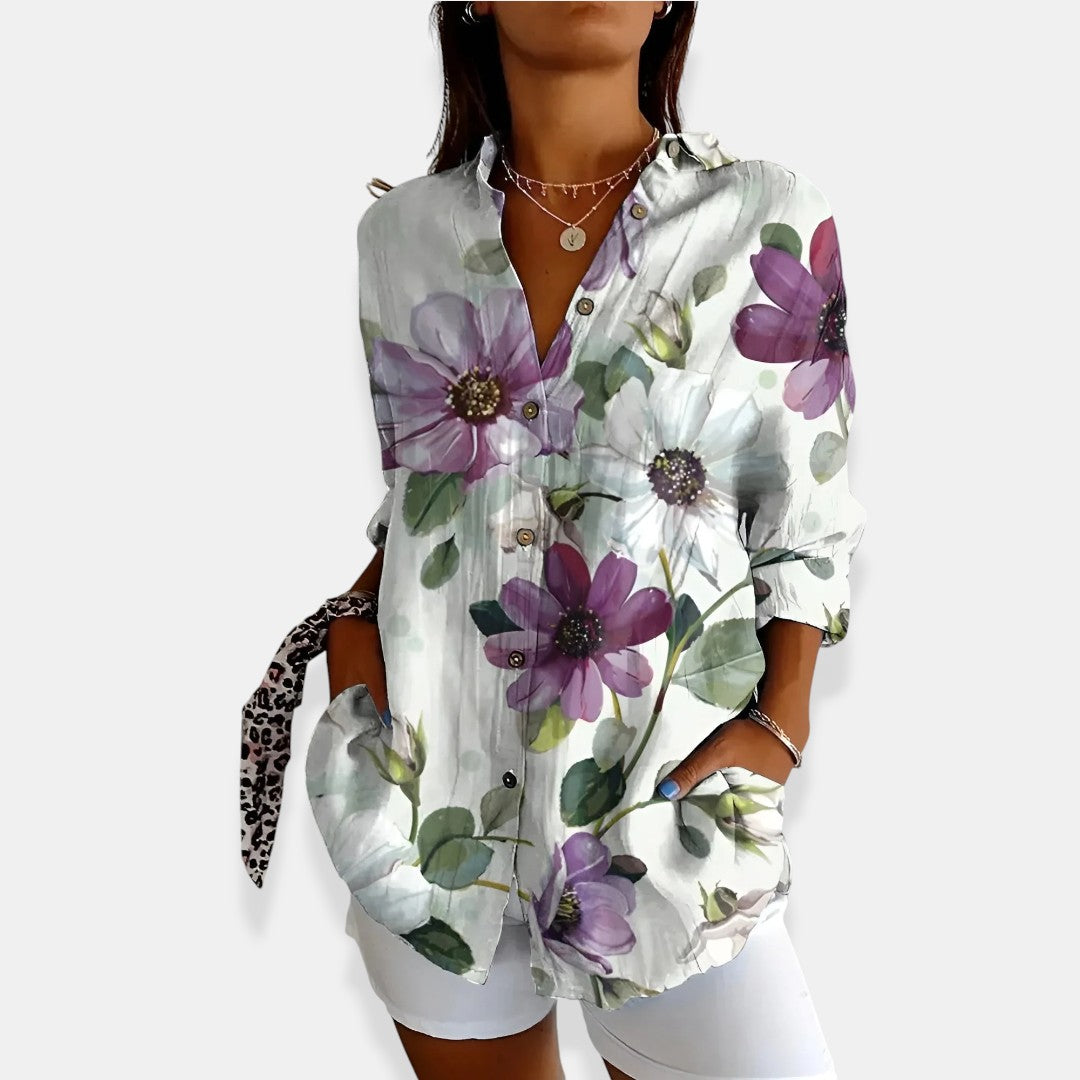 LYSSA™ | Blouse florale avec fermeture à boutons